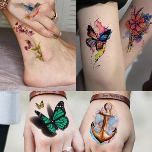 Tatouages temporaires de fleurs de rose pour femmes, filles et adultes – Autocollants de tatouage réalistes de pivoines et de fleurs, attrape-rêves colorés, en vrac, pour la moitié du bras - Product Image 6