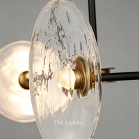 Lustre Linéaire Moderne Noir et Or à 6 Lumières, Suspension en Verre Dépoli, LED, Hauteur Réglable, Garantie 5 Ans, Minimaliste, Long