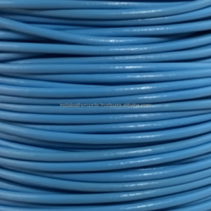 Handmade <b>Light</b> Blue Leather Cord Round Flat Shape Jewelry Findings Sizes 3mm-8mm with Copper Steel and Pearl - Product Image 1