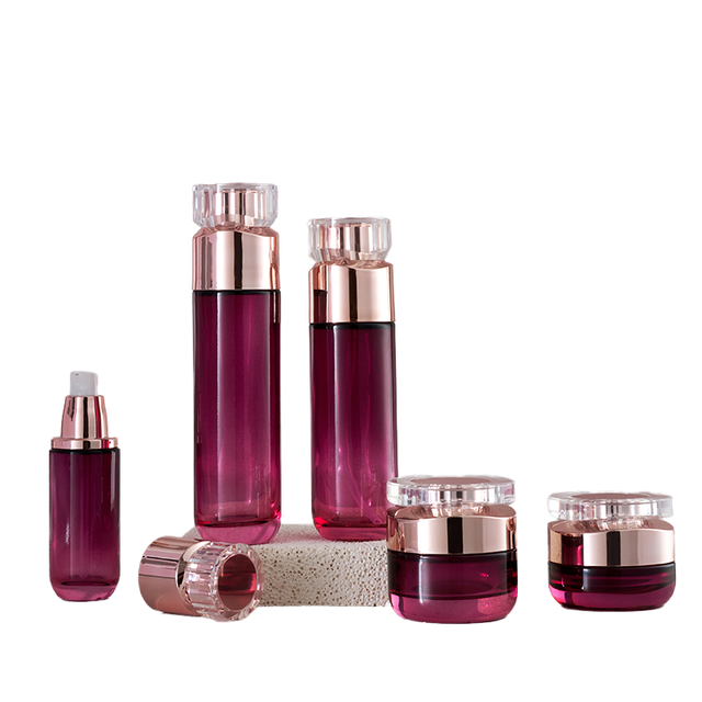 Free Samples 30g 50g 100ml 120ml Rose Gold Glass Cosmetic Bottles with Screen Printing Easy Open End for Skin Care