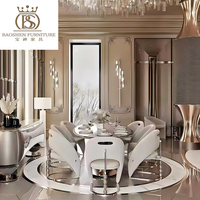 Chaises de salle à manger de luxe BS, chaises en tissu modernes pour table à manger, 6/8 chaises de designer nordique en cuir véritable pour villa et hôtel