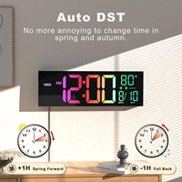 Horloge murale numérique LED RGB de 16 pouces avec grand écran et télécommande pour salon et bureau