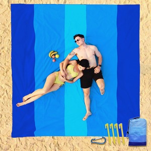 Tapis de plage antidérapant en polyester KB OEM, accessoires de plage, tapis de pique-nique, couverture compacte de camping, tapis extra large imperméable avec piquets - Product Image 3