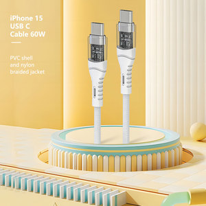 60 Вт супер быстрая зарядка кабель для передачи данных высокого качества прозрачный чехол со встроенным светодиодным светом для IPhone15 - Product Image 3