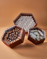 Boîte à dattes en cuir Ramadan, boîte alimentaire hexagonale personnalisée faite à la main, boîtes à dessert en acrylique, emballages, boîtes à bonbons en papier pour enfants