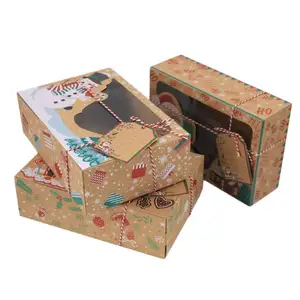 Kraft Kotak Lipat Permen Donat Hadiah Kemasan Kertas Natal Eve