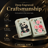 Jeu de tuiles de mahjong américain personnalisé à double couche, style chinois, avec gravure profonde de panda