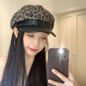 New Early Leopard Print Elegance <b>Beret</b> Female Trend All-Match Fashion Octagonal Cap - Product Image 3