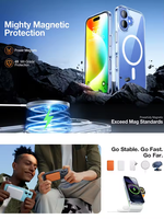 Étui magnétique pour iPhone 16 Pro, protection anti-chute de qualité militaire, coques fines transparentes, protection anti-jaunissement, protection de l'appareil photo, compatible avec la charge sans fil