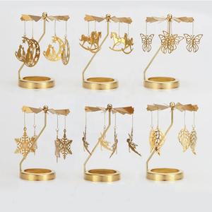 Chandelier rotatif en métal Carrousel de Noël <span class=keywords><strong>Bougeoir</strong></span> en or avec <span class=keywords><strong>plusieurs</strong></span> motifs pour l'option - Product Image 6
