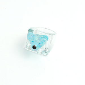 Новые корейские разноцветные прозрачные акриловые кольца в виде конфет, кольца Anello геометрической формы с квадратным медведем, резиновое кольцо - Product Image 3