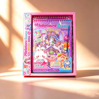 Buku Stiker Miniatur Holografik Anime 2 in 1, Buku Mewarnai Hewan Peliharaan Lucu, Aktivitas DIY Dekorasi Anak