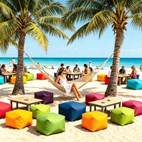 Housse de pouf carré imperméable sans rembourrage pour extérieur, plage, jardin, pouf de sol, siège futon, banc