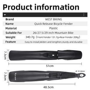 WEST BIKING Nuevo Guardabarros Delantero para Bicicleta de 26'', 27.5'' y 29'', Guardabarros de Plástico para Bicicleta de Nieve - Product Image 4