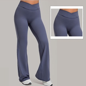 Pantalon <span class=keywords><strong>de</strong></span> yoga évasé YIYI pour femme, taille haute croisée en V, sans couture avant, sculptant et rehausseur <span class=keywords><strong>de</strong></span> fessier, doux et extensible, pour la gym - Product Image 2