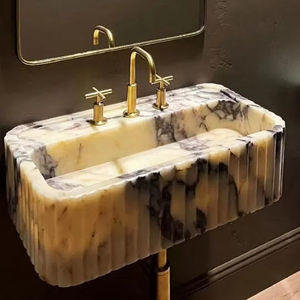 Lavabo de Mármol Natural Pulido Calacatta Viola, Mueble de Baño de Lujo Montado en la Pared para Decoración Interior Moderna de Alta Gama - Product Image 3