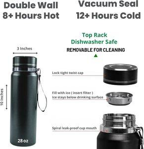 Custom 316 Stainless Steel Width Mouth Vacuum Thermos Sports Vacuum Sling Water Cup <b>Tea</b> Cup with <b>Infuser</b> - Product Image 2