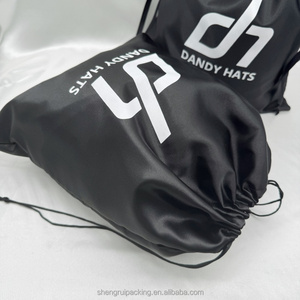 Tùy chỉnh <span class=keywords><strong>satin</strong></span> túi bụi với logo cho Dandy mũ/Mũ bóng chày Lụa Dây kéo bao bì túi 30x35 cho ví - Product Image 2