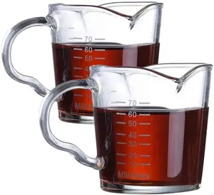 Gobelet en verre pour prise de vin Espresso, 3 once, Triple carafe de 70ml, verre de mesure à Double becs avec poignée verseur