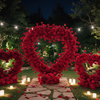 Arche de fleurs artificielle en soie, réaliste et hautement simulée, en forme de petit cœur rouge, pour décoration de mariage, de demande en mariage et de fête de la Saint-Valentin