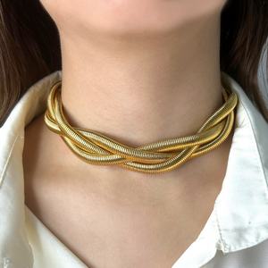 <b>Necklaces</b> Stainless Steel Twisted Snake Choker Gold Plated Minimalist Thick <b>Statement</b> Collar Non Tarnish Party Jewelry for Women - Product Image 2