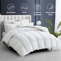 Couette en plumes taille Queen toutes saisons, insert de couette blanc ultra doux avec housse en coton moelleuse et respirante, lavable en machine