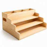 Étagère à épices en bois massif à 3 niveaux avec séparateurs réglables, organisateur de comptoir de cuisine avec planche à découper et rangement pour ustensiles