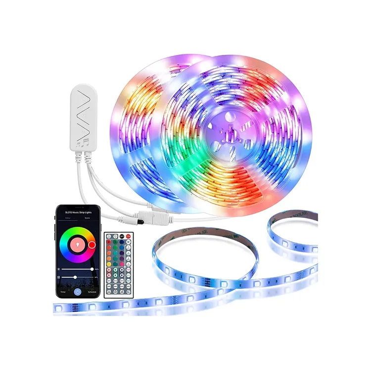 Bande lumineuse LED Smart WiFi multicolore 5 mètres 5050 RGB avec minuterie et télécommande