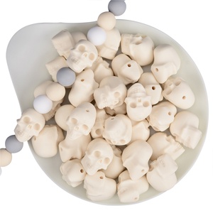 Custom Unique Easy to String Newborn Teething <b>Nursing</b> Chew Bead Skull Shape Silicone Beads - Product Image 3