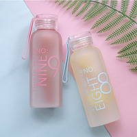 Bouteilles d'eau en verre borosilicate de haute qualité, colorées, portables, vierges, réutilisables, personnalisées, mates, givrées, sportives, motivantes, 450 ml