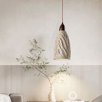 Lampe suspendue minimaliste moderne, luminaire suspendu en forme allongée pour décoration intérieure, lampe suspendue en ciment de taille moyenne