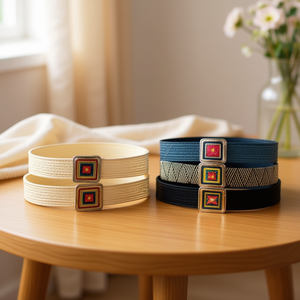 Ceinture en PP élastique avec boucle carrée en métal coloré de 5 cm de large pour femme, accessoire de mode - Product Image 3