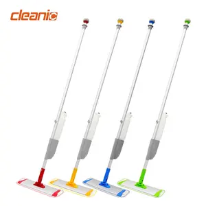 Premium 1000ml commercial microfiber flat head spray mop with quick connect aluminium pole for floor cleaning