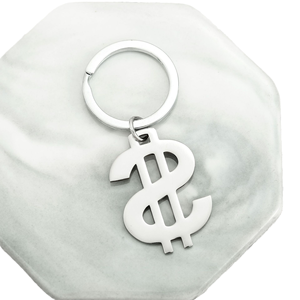 Venta al por mayor de nuevos llaveros de acero inoxidable Jinzhu2 con logotipos de dólares estadounidenses, llaveros de símbolos y perchas para automóviles - Product Image 2