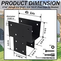 Support de poteau en fer 35 x 35 pouces avec finition émaillée au four pour poutre transversale de gazebo et support de colonne