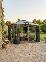 Pavillon Bioclimatique de Luxe en Aluminium avec Toit Rigide et Murs Coulissants Verrouillables pour Extérieur - Salle de Soleil Permanente pour Cour