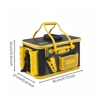 Seau de pêche pliable 45 cm avec logo personnalisé, étanche, avec port de pompe, conteneur portable pour poissons vivants pour pêcheurs