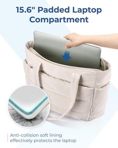 Borsa Tote imbottita leggera con chiusura a cerniera trapuntata da donna per accessori estivi da viaggio <span class=keywords><strong>o</strong></span> da lavoro con scomparti - Product Image 5