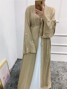 MANNI Ramadan Eid Mubarak Phụ Nữ Kaki Abaya Caftan Dubai Áo Cardigan Kaftan Quần Áo Hồi Giáo - Product Image 4