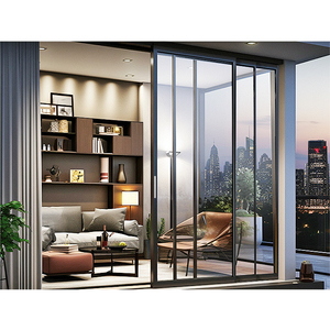 Cloison de villa portes coulissantes pour maisons intérieur moderne avec tout le verre du sol au plafond est insonorisé et isolant thermique - Product Image 5