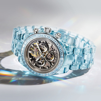 Montre mécanique automatique pour homme Bonest Gatti, boîtier en cristal de 41 mm, bracelet transparent, chronographe Tri Compax, étanche, lumineuse, BG6009