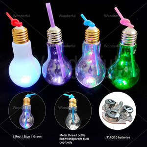 Promoción Vaso o Botella con Luz LED en Forma de Bombilla con Popote, Plástico, Suministros para Fiestas, Eventos, Decoración y Aficionados al Deporte - Product Image 3