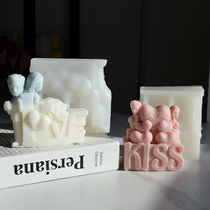 Molde de Silicona para Jabón de San Valentín 2024, Diseño Personalizado Ecológico, Molde de Yeso con Forma de Corazón y Beso para Regalos de Parejas - Product Image 1