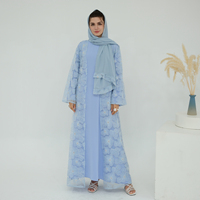Abaya de luxe Mexizo pour femmes, élégante, avec des perles florales, ensemble de 3 pièces, abaya pour le Ramadan, l'Aïd, robe longue islamique modeste pour les musulmanes