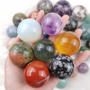 Boule de sphère de quartz de cristal de matériaux mélangés boule de cristal de pierre de lune d'améthyste de pierre naturelle pour l'ornement de Fengshui - Product Image 5