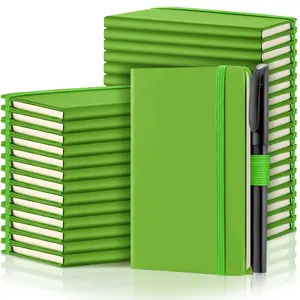 OEM Customised Printing Stationary Green Small Notebooks A6 Pocket Journals Planner with Pen