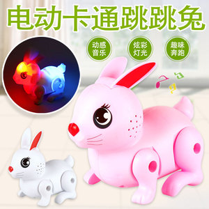 Lapin rebondissant électrique clignotant avec lumière et musique, marche automatique, pour enfants de 4 à 6 ans, jouet en plastique - Product Image 3