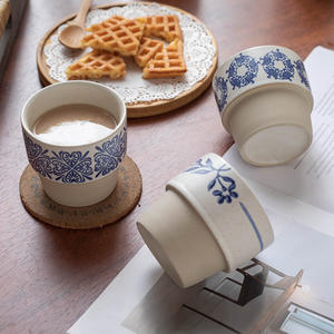 แก้วเซรามิกสไตล์จีนย้อนยุคแบบซ้อนได้ สำหรับดื่มชา กาแฟ น้ำในยามบ่าย - Product Image 1