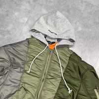 Veste matelassée pour homme de haute qualité, style streetwear, design à empiècements, poids lourd, col à capuche, fermeture éclair sur le devant, logo pour l'hiver