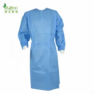 Médico cirurgião vestido azul não tecido vestuário protetor descartáveis SMS vestidos malha manguito médico que